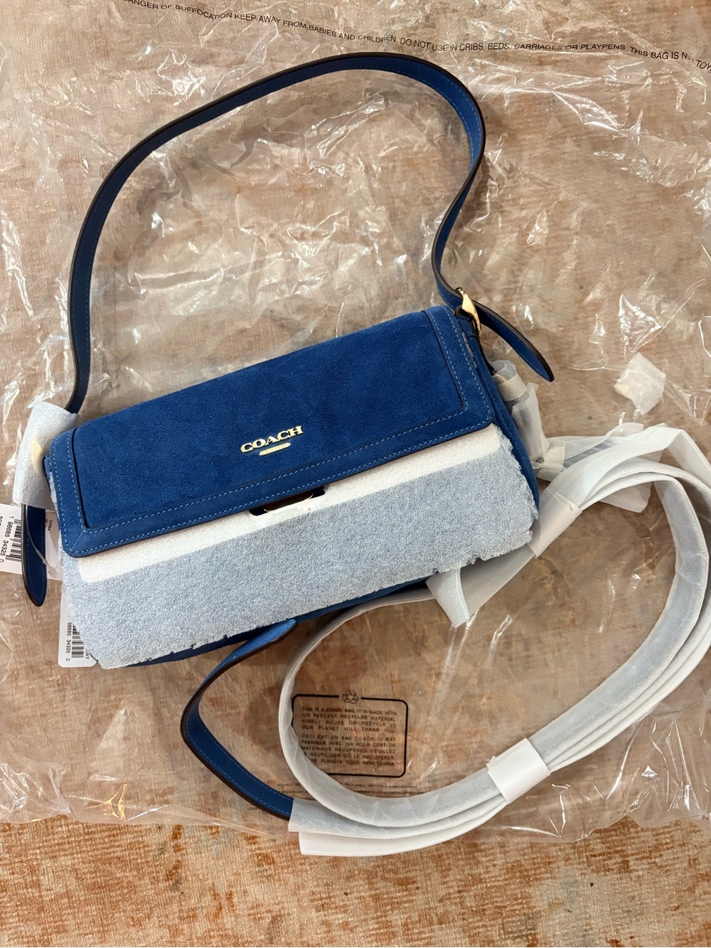 Coach Small Etta Flap bag - bluejay suede